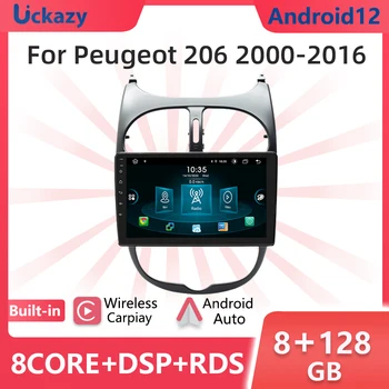 Uckazy 2 din Android 12 Автомобильный Радио Мультимедийный Плеер Для PEUGEOT 206 2001-2008 Стерео Аудио Навигация GPS Головное Устройство Carplay 6 ГБ