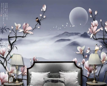 Пользовательские обои Новая китайская ручная роспись птица магнолия ТВ фон спальня гостиная настенные обои для стен 3d