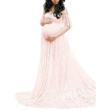 Платье с короткими рукавами для фотосъемки, платье с развевающимися рукавами, европейский и американский кружевной хвост для беременных