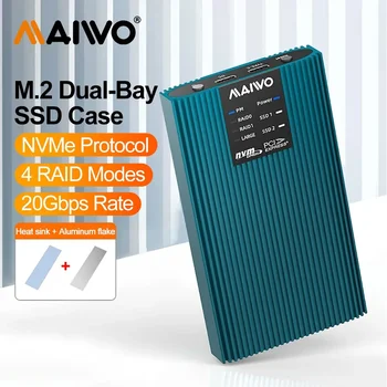 MAIWO M.2 Nvme Solid State Drive Box Type-C Устройство чтения внешних жестких дисков M2 Hard Drive Box Портативный Двухдисковый RAID-массив NVMe