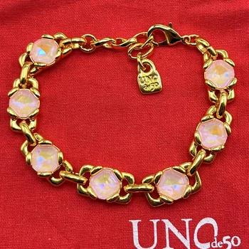 2023 Новый испанский хит продаж UNOde50 Креативный дизайн, Очаровательный браслет с драгоценными камнями, женская подарочная сумка для романтических украшений