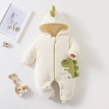 Детская одежда Для новорожденных Мальчиков и девочек, Зимний теплый зимний комбинезон с капюшоном из милого мультфильма, Боди, Комбинезоны с капюшоном для младенцев