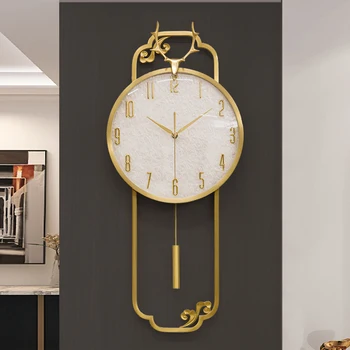 Новые Медные настенные часы в китайском стиле, Часы для гостиной, Доступная роскошь, Современная атмосфера, Трендовые Креативные часы