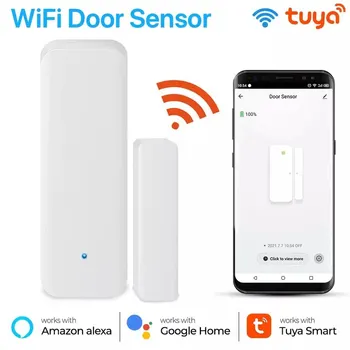 Tuya TY005 WiFi Датчик открытия двери, Магнитный детектор Открытия Закрытой двери, защита дома, приложение Smart Life Door Alexa