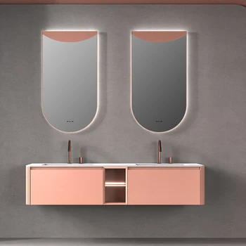 Комбинированный шкаф для ванной комнаты с каменной панелью, двойная раковина, умывальник для ванной комнаты, раковина для мытья рук