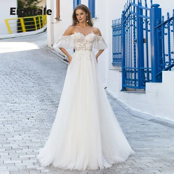 Свадебные платья Eightale Boho 2022 С открытыми плечами, кружевное свадебное платье принцессы, Элегантное белое платье цвета слоновой кости, vestido novia 2022
