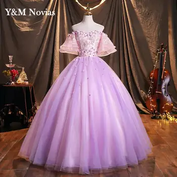 Пышное платье с коротким пышным рукавом, Бальное платье, Милое платье с аппликацией из 16 пайеток, свадебные платья длиной до пола