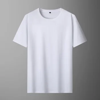 Новое поступление, Модная Мужская Летняя футболка из 100% хлопка Suepr С большим круглым вырезом И подкладкой, Однотонная Футболка с коротким рукавом, Большие Размеры XL-5XL 6XL 7XL