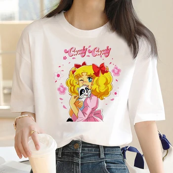 Candy Candy Аниме футболки женская манга Y2K японская футболка для девочек уличная одежда