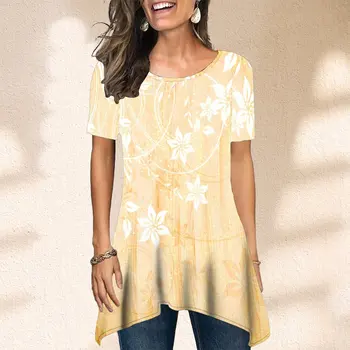 Летняя женская футболка с коротким рукавом, блузка, модная футболка с блестящими цветами и принтом оверсайз, футболка