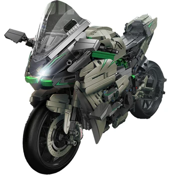 Япония Масштаб 1:5 Мотоцикл Kawasakis Ninja H2R Строительный Блок Модель Автомобиля Паровые Кирпичи Игрушка С Легкой Коллекцией Для Мальчика