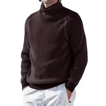 Основывая свитер Стильный мужской высокий воротник пуловер мягкий эластичный свитшот с текстурой в полоску повседневная дна