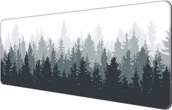 Тонкий удлиненный игровой коврик для мыши 31.5 * 11.8 * 0.12 дюймовый с прошитыми краями Большой коврик для мыши Длиной XXL - Forest Tree