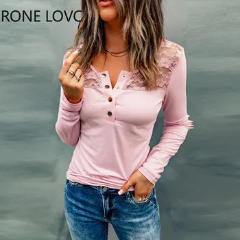 Женская базовая блузка с длинными рукавами в стиле пэчворк, однотонные топы на пуговицах