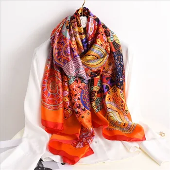 Весенний шарф, женский шарф роскошного дизайна, Шелковый гладкий шарф, Мягкая мусульманская повязка на голову, Пляжная шаль 85x180 см