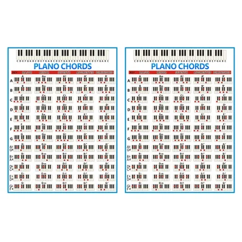 2X Таблица фортепианных аккордов, музыкальный графический плакат с упражнениями, схема для отработки аккордов для фортепиано в 88 клавишах