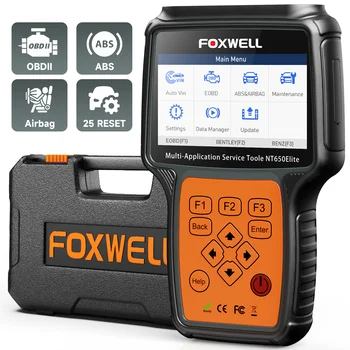 FOXWELL NT650 Elite Автомобильный Сканер OBD2 Автомобильный Диагностический Инструмент 26 Функций сброса ABS D-PF Масло SAS EPB TPMS Считыватель кода OBD 2
