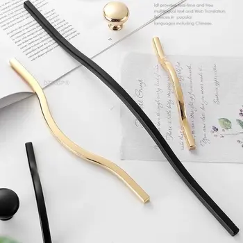 Ручки для мебели Шкаф Современный минималистичный шкаф Черный с золотом Выдвижной ящик Дверная ручка шкафа с длинной ручкой