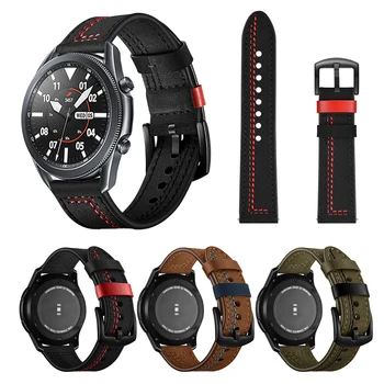 Сшитый Кожаный Ремешок Для Samsung Galaxy Watch 3 45 мм 41 мм SM-R850 SM-R840 Band Watch3 Active 2 Браслет Ремешок Для Часов
