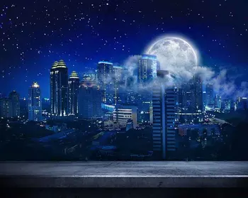 Ночь супергероев, Полнолуние, Городской пейзаж, фоны ночного неба, высококачественная компьютерная печать, фоны для фотосъемки вечеринок.