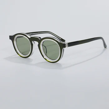Круглые модные ацетатные солнцезащитные очки в стиле ретро, солнцезащитные очки rap rapper uv400, трендовые солнцезащитные очки высокого качества для женщин и мужчин