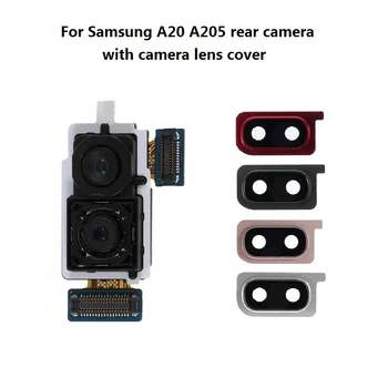 Задний Большой модуль камеры заднего вида с кольцом для крышки объектива камеры + стеклянный объектив для Samsung Galaxy A20 SM-A205