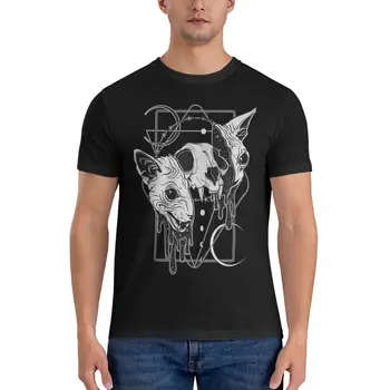 Мужская футболка Cosmic Sphynx Fun, Футболки из чистого хлопка с коротким рукавом, футболки Sphynx Cat, Топы с круглым воротом, Классические