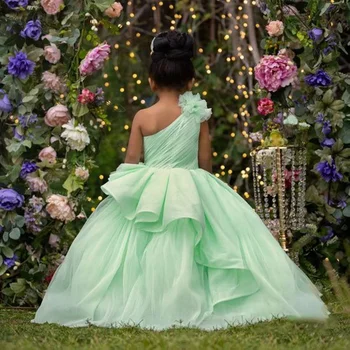 Платья для девочек в цветочек Принцесса С кружевной аппликацией Из мягкого тюля Принцесса для маленьких девочек Свадьба Принцесса День рождения Платье для первого причастия
