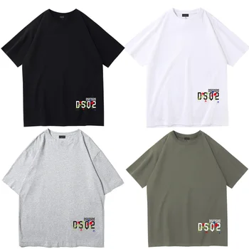 Мужская летняя футболка с принтом DSQ, знаковый бренд, Мужская женская повседневная свободная хлопковая пара, футболка с коротким рукавом, спортивная футболка в стиле уличного хип-хопа