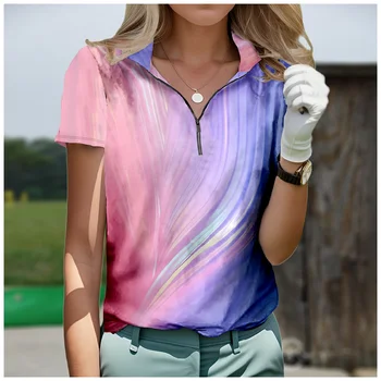 Женская рубашка для гольфа со стоячим воротником и короткими рукавами Уличная одежда Harajuku Fashion Casual Женский тренд