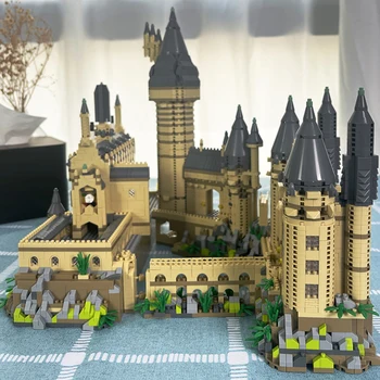 Средневековый креативный мини-набор строительных блоков MOC, Кирпичи, Игрушки Гарри Поттера, подарки для детей и взрослых, замок Хогвартс Микро размера, Хедвиг