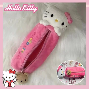 Сумка для карандашей Hello Kitty Kawaii, милая мультяшная сумка для хранения ручек большой емкости, сумка для карандашей для студентов, коробка для канцелярских принадлежностей, школьные принадлежности