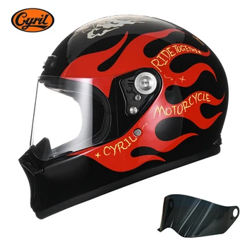 Мотоциклетный шлем в стиле ретро с полным покрытием из стекловолокна, легкий мотоциклетный шлем CYRIL FF390 DOT, Одобренный ЕСЕ для мужчин и женщин
