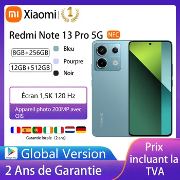 Xiaomi Redmi Note 13 Pro 5G, Смартфоны, NFC, 6,67-дюймовый AMOLED-дисплей 1.5K, 120 Гц, Камера 200 Мп, Зарядное устройство мощностью 67 Вт, Аккумулятор емкостью 5100 мАч, Глобальная версия