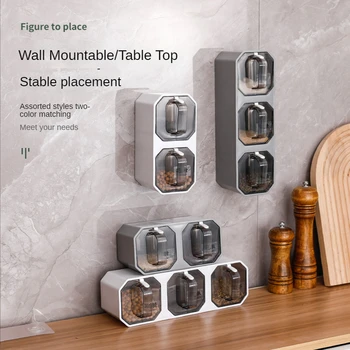 НОВЫЙ набор для приправ, бытовая комбинированная кухонная влагостойкая пластиковая банка, может устанавливаться на стену, банка для приправ, банка для приправ