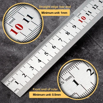 Прецизионный Измерительный инструмент Двусторонняя Прямая линейка из нержавеющей Стали Измерительные Инструменты Сантиметр Дюймы Масштабная Линейка Метрическое правило