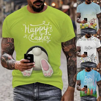 Мужская Пасхальная мода, Индивидуальность, Повседневная футболка с цифровым 3D-принтом, круглый вырез и короткая Художественная роспись. Тренд