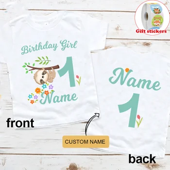 Футболка с изображением животных для детей, футболка с пользовательским именем, подарок малышу на 3-й день рождения, футболка, одежда для девочек, раздача детских наклеек